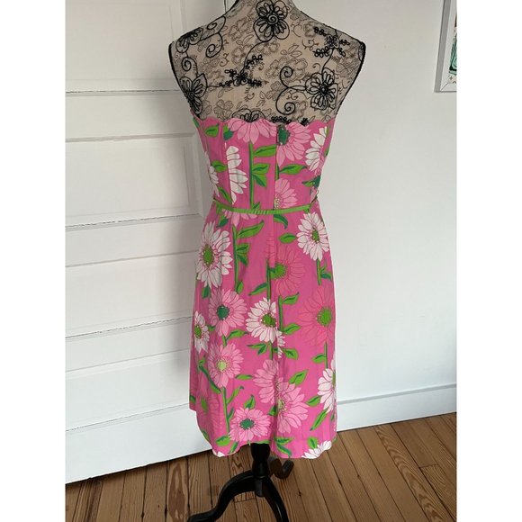 LILLY PULITZER Pink Flower Strapless Dress Sz 6 - Picture 4 of 6